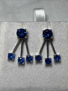 Vintage Convertible Sapphire Blue
Crystal Jacket Earrings
Silver Tone Stud